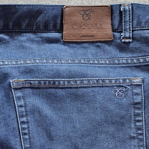 Canali Jeans Men 46x34/28 Indigo Straight Leg Italy Cotton Preppy Designer Boho - Picture 13 of 16